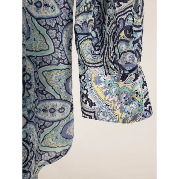 Coldwater Creek Women's Non-Iron Paisley Button Front Long Sleeve Blouse Sz XL - Picture 5 of 8